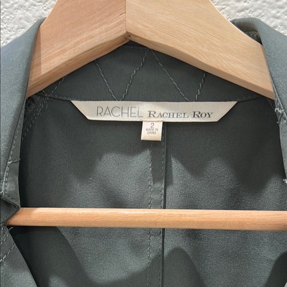 Rachel Roy beautiful petite dark green front tie mini dress - Picture 5 of 8